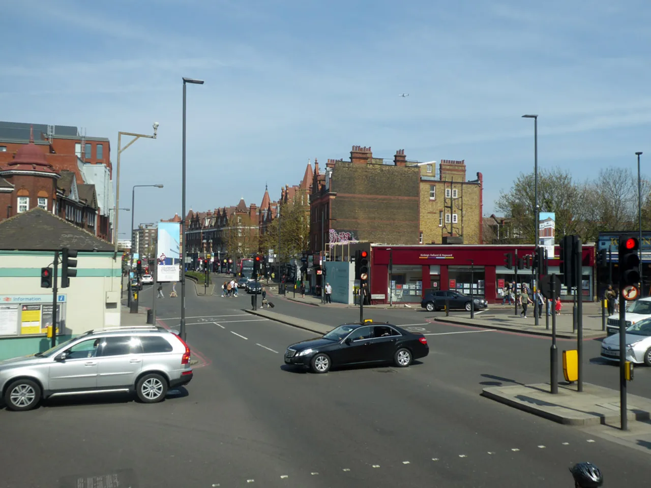 The A23 by Streatham Hill station, the road being rebuilt in five stages with protected cycle lanes and continuous bus lanes